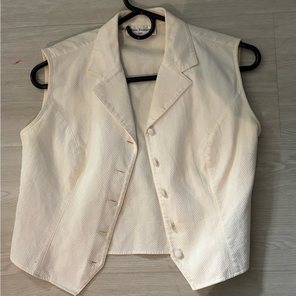Cream Sleeveless Button-Up Top